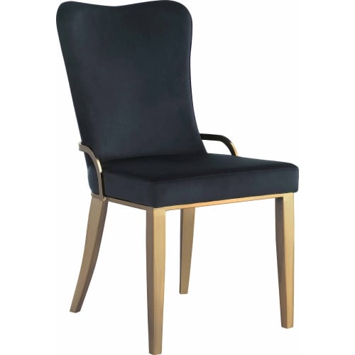 Riley Dining Chair Black Velvet & Brushed Gold (Set of 2)